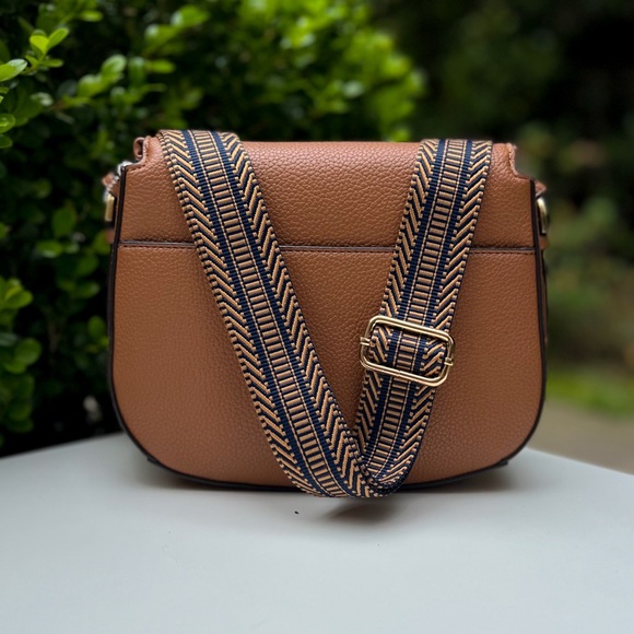 Copper & Navy Retro Aztec Stripe Adjustable Crossbody Purse Strap, Gold Hardware - Picture 8 of 8